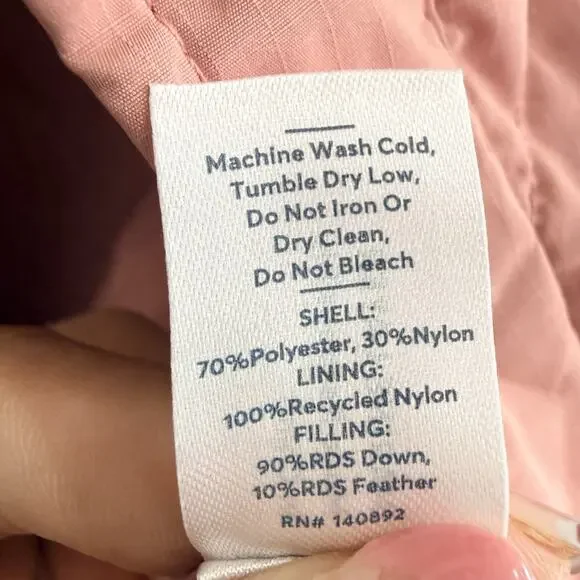 Marine Layer Leslie Puffer Jacket Pink Collared Front Pockets Size Small - Picture 5 of 5